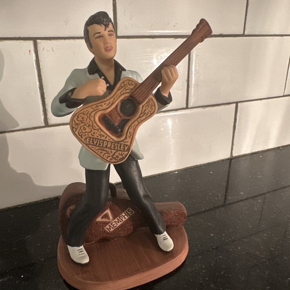 Elvis Presley Avon Porcelain Figurine 7" Tall Guitar Memphis 1987 With Box‎